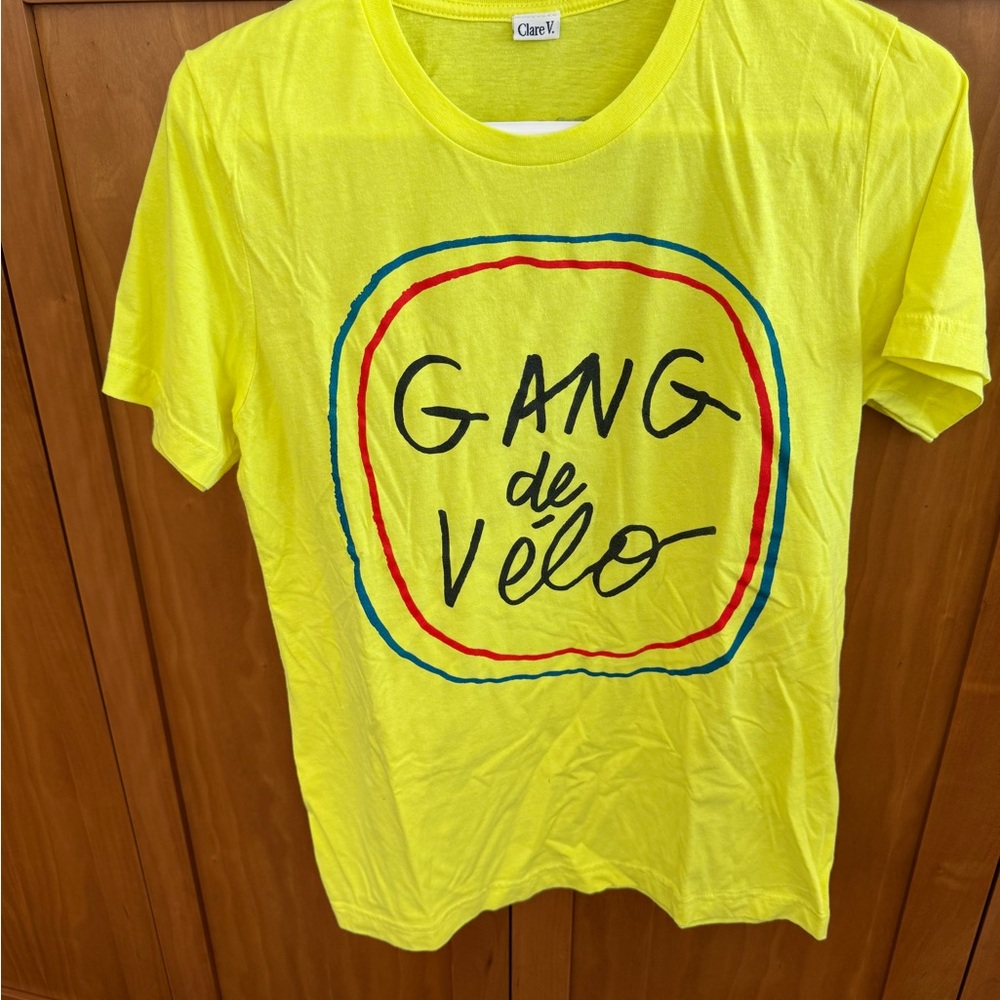 Clare V Bright Yellow Graphic Bicycle (Linus) Tee XS, fits like a Small